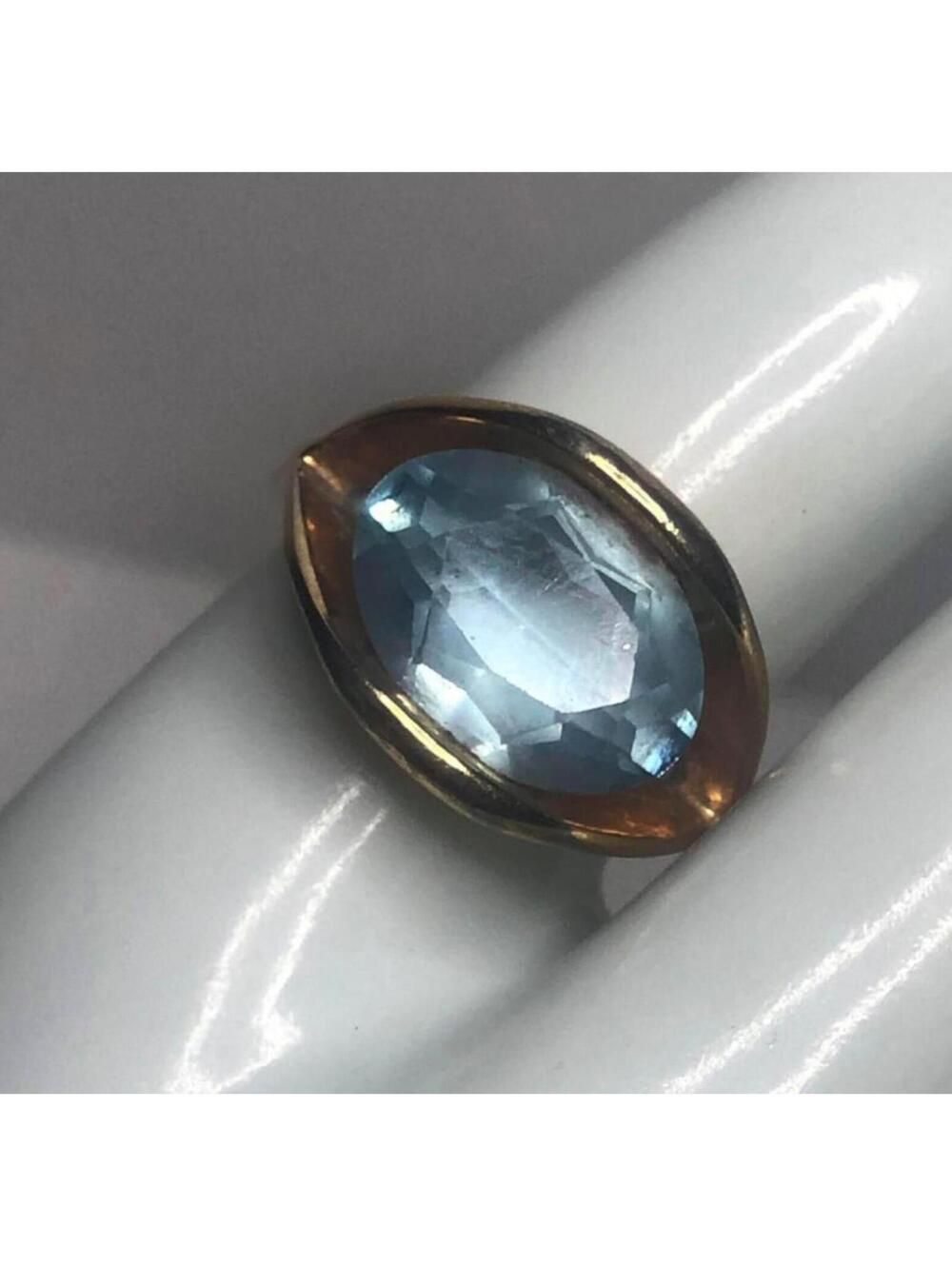 1593 Joseph Esposito Oval faux aquamarine Moderinst 14kt gold Plated ring sz 9